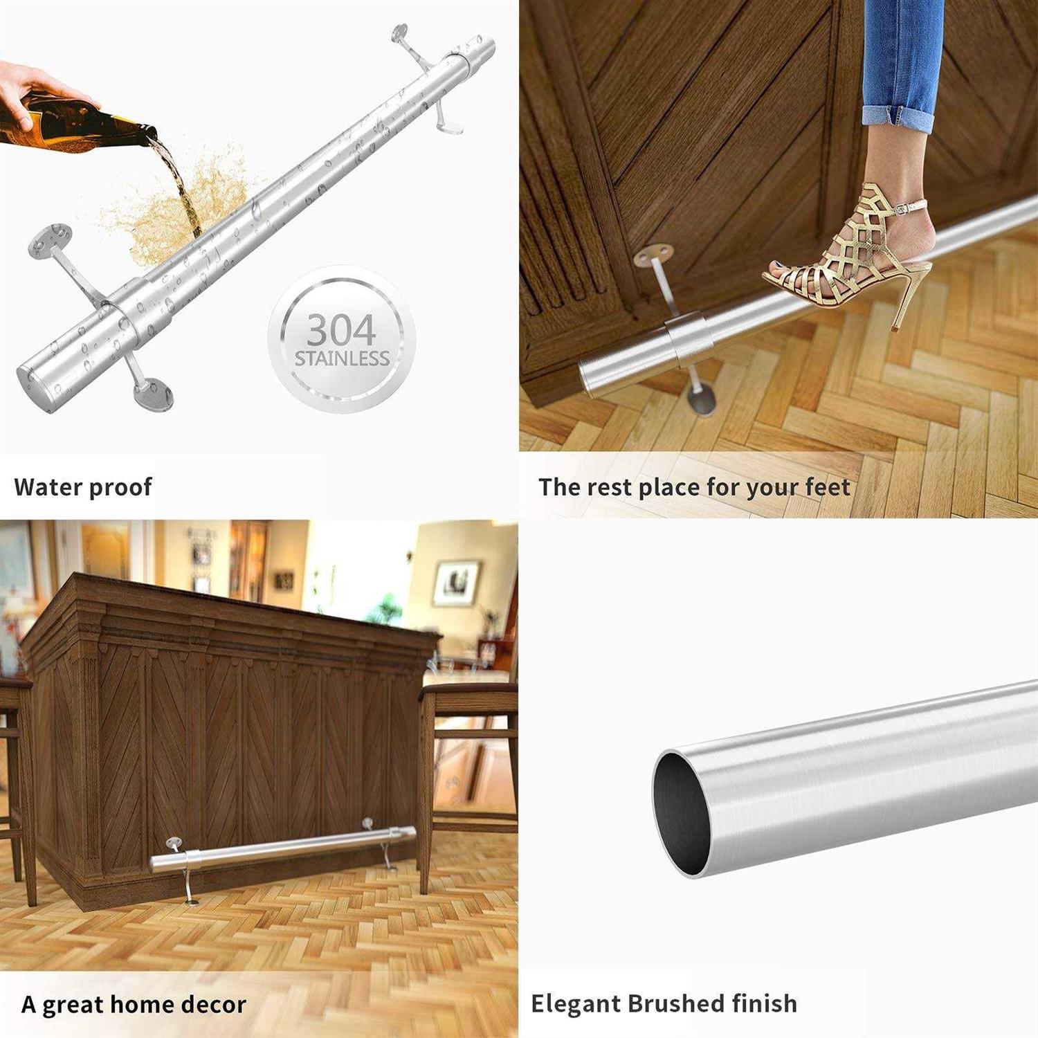 Muzata 6’6 White Flat Stainless Steel Handrail HT10 WP4 - Zenithce