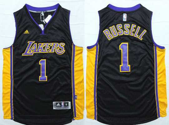 Los Angeles Lakers #1 D'Angelo Russell Revolution 30 Swingman 2015 Draft New Black With Purple Jersey - Zenithce