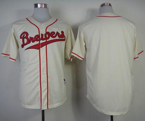 Brewers Blank Cream 1948 Turn Back The Clock Stitched Jersey - Zenithce