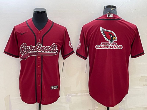 Arizona Cardinals Red Team Big Logo With Patch Cool Base Stitched Baseball Jersey - Zenithce