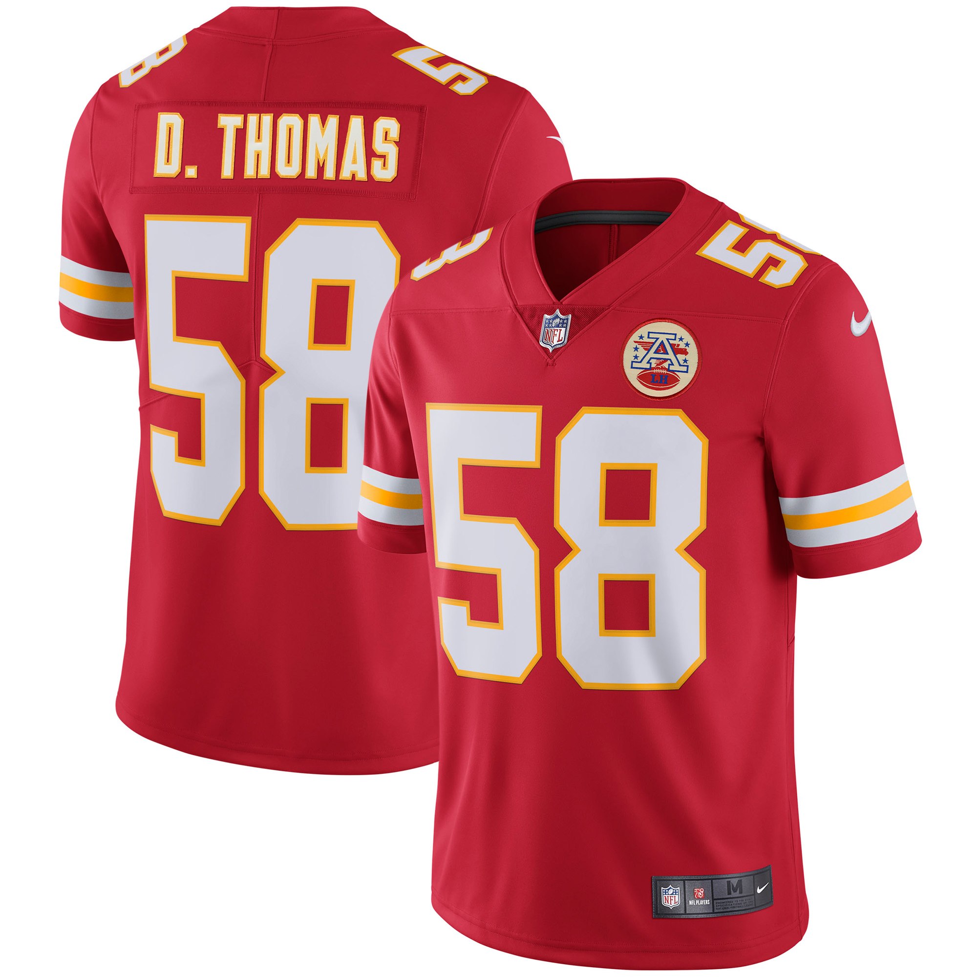Kansas City Chiefs Derrick Thomas Red Retired Player Vapor Untouchable Limited Throwback Stitched Jersey - Zenithce