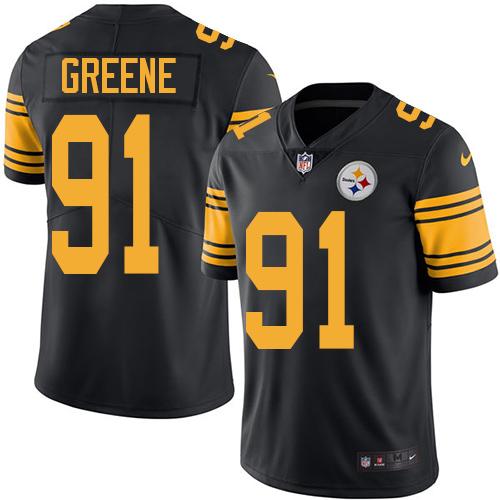 Steelers #91 Kevin Greene Black Stitched Limited Rush Nike Jersey - Zenithce