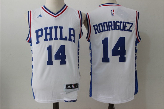 Philadelphia 76ers #14 Sergio Rodriguez NEW White Stitched adidas Revolution 30 Swingman Jersey - Zenithce