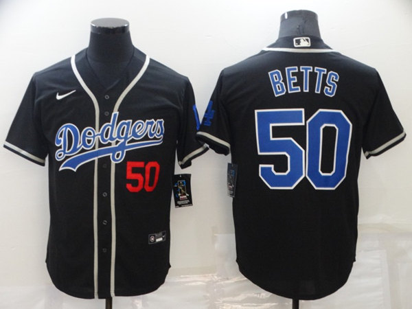 Los Angeles Dodgers #50 Mookie Betts Black Cool Base Stitched Baseball Jersey - Zenithce