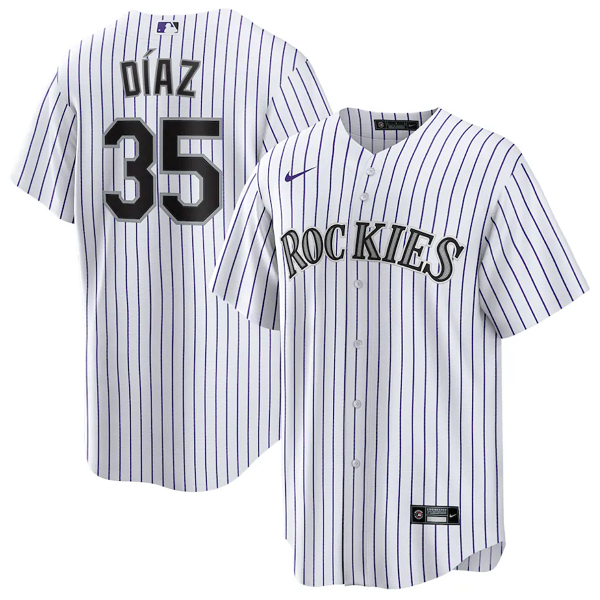 Colorado Rockies #35 Elias Díaz White Cool Base Stitched Jersey - Zenithce