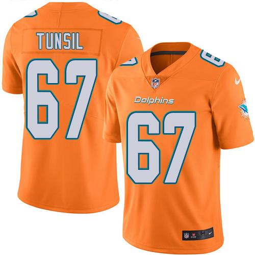 Dolphins #67 Laremy Tunsil Orange Stitched Limited Rush Nike Jersey - Zenithce
