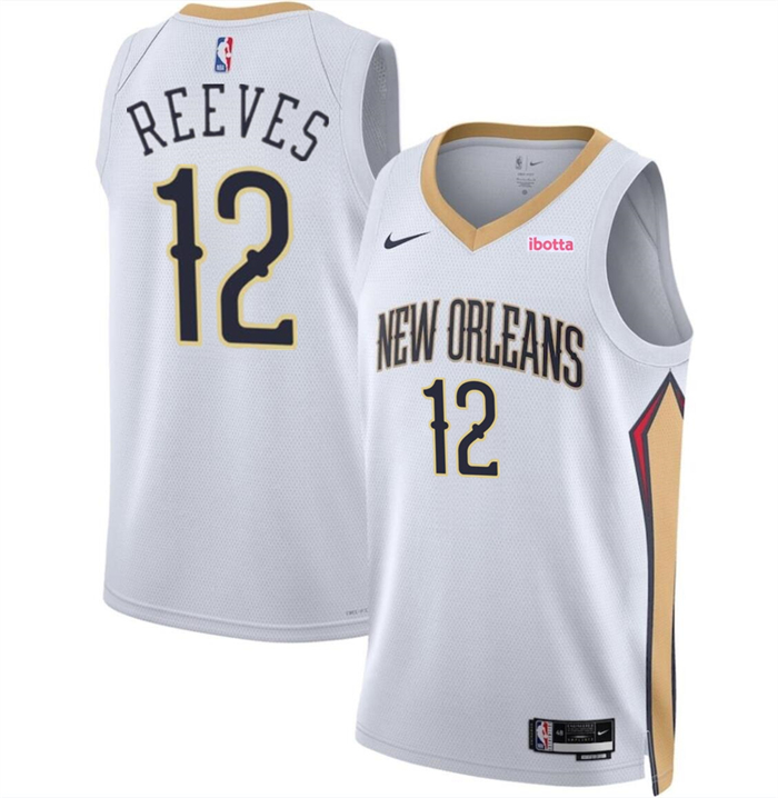 New Orleans Pelicans #12 Antonio Reeves White 2024 Draft Association Edition Stitched Jersey - Zenithce