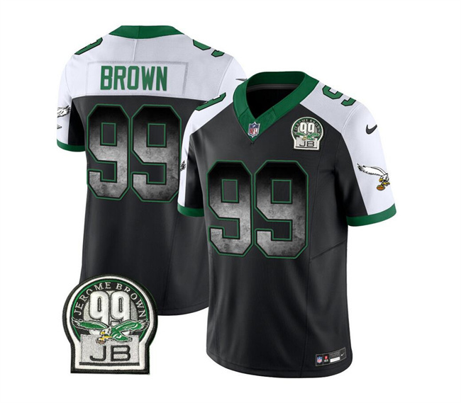 Philadelphia Eagles #99 Jerome Brown Black White 2023 F.U.S.E. Throwback Vapor Untouchable Limited Stitched Jersey - Zenithce