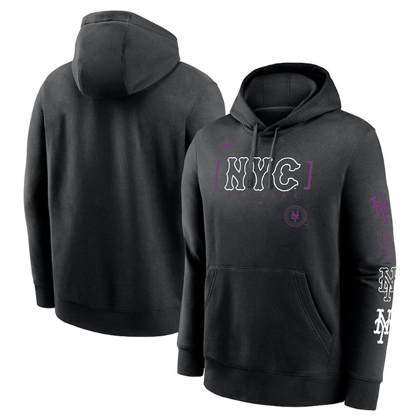 New York Mets Black 2024 City Connect Club Fleece Pullover Hoodie - Zenithce