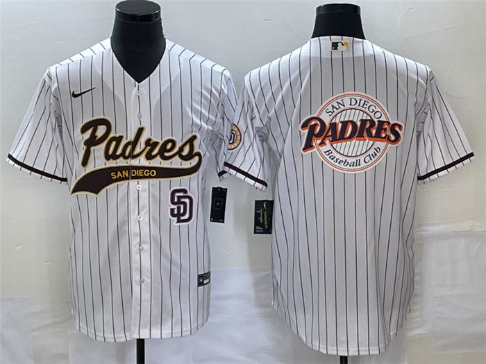 San Diego Padres White Team Big Logo In Back Cool Base With Patch Stitched Jersey - Zenithce