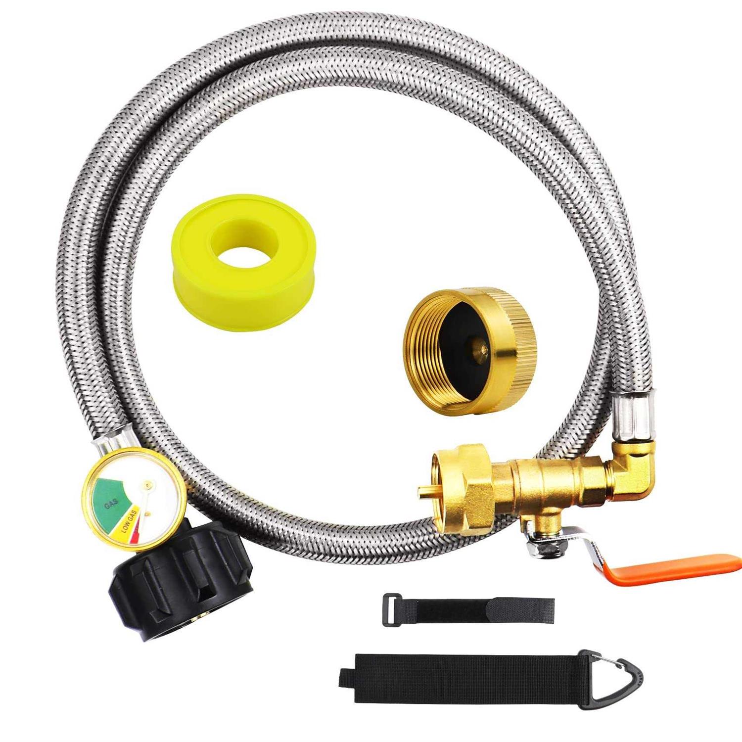 Lapert Upgraded Propane Refill Adapter Hose 36 Propane Extension Refill Hose With Gauge And Onoff Control Valve For 1Lb Propane - Zenithce