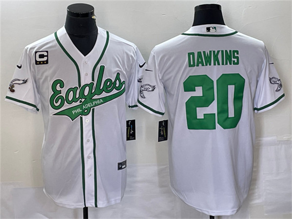 Philadelphia Eagles #20 Brian Dawkins White With C Patch Cool Base Stitched Jersey - Zenithce