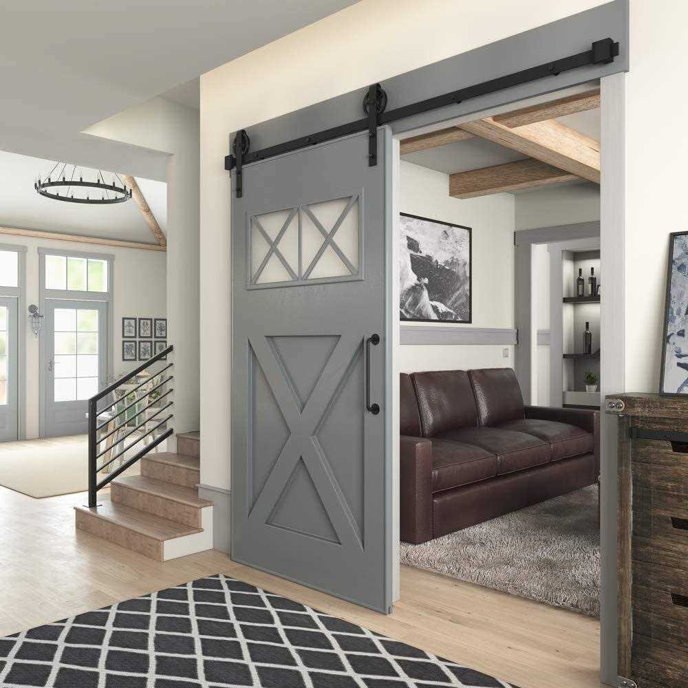 LAZ Sliding Standard Single Barn Door Hardware Kit Lazio Track Length - Zenithce