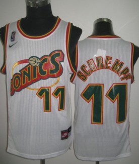 Seattle Supersonics #11 Detlef Schrempf 1995-96 White Swingman Jersey - Zenithce