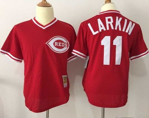 Mitchell And Ness Reds #11 Barry Larkin Red Throwback Stitched Jersey - Zenithce