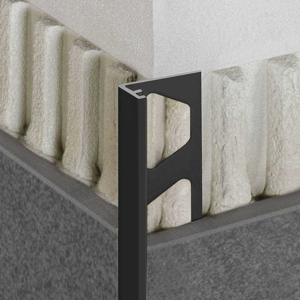 Schluter Schiene Matte Black Textured Aluminum 8 ft. 2-1/2 in. Metal Tile Edging Trim - Zenithce