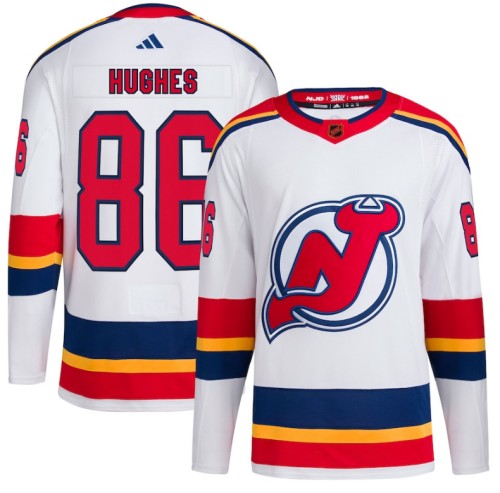 New Jersey Devils #86 Jack Hughes White 2022-23 Reverse Retro Stitched Jersey - Zenithce