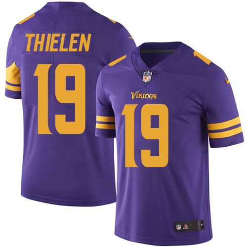 Vikings #19 Adam Thielen Purple Stitched Limited Rush Nike Jersey - Zenithce