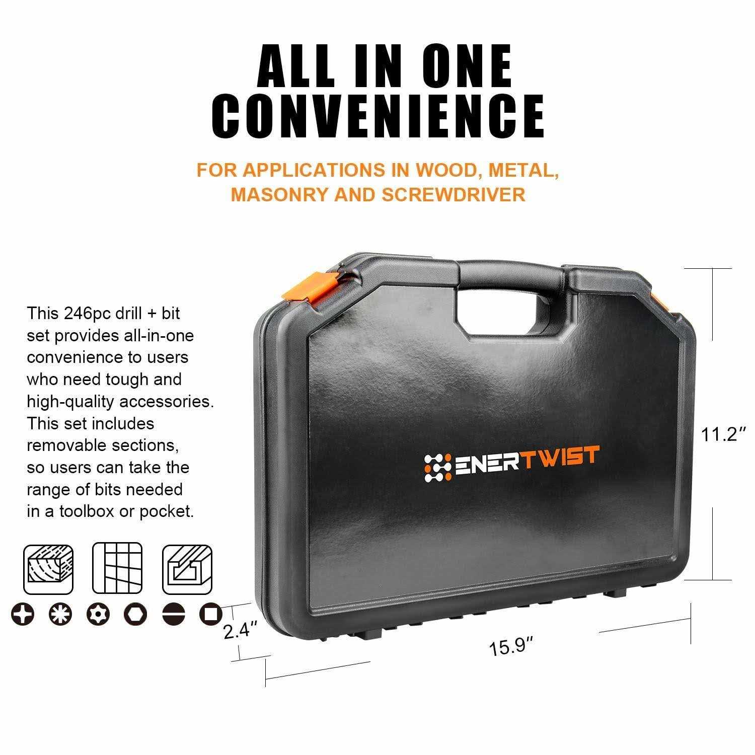 Enertwist Cordless Screwdriver, 8V Max 10Nm Electric Screwdriver Rechargeable Set with 82 Accessory Kit and Charger in Carrying Case - Zenithce