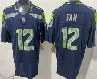 Seattle Seahawks #12 Fan Limited Navy FUSE Vapor Jersey - Zenithce