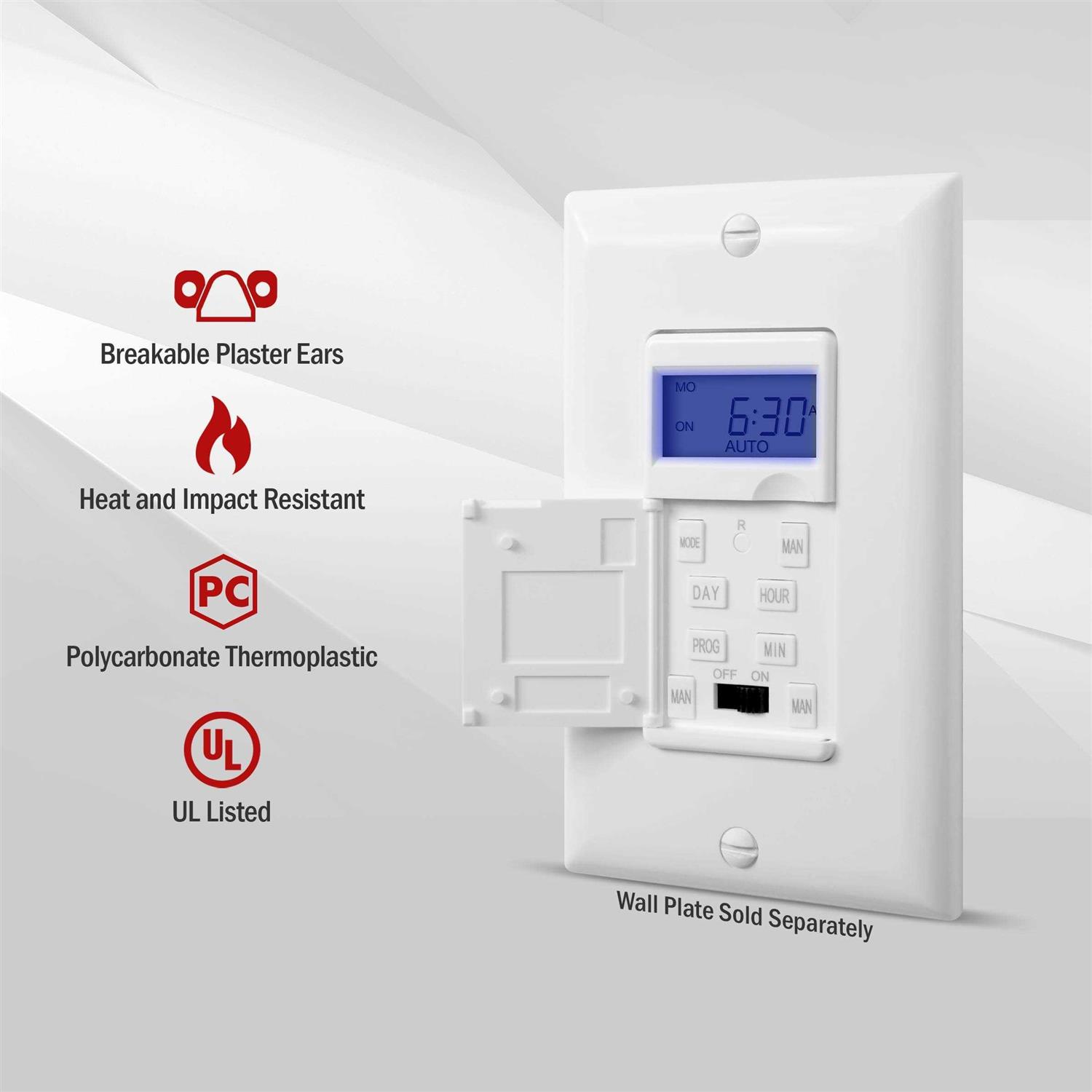Enerlites 7-Day Digital In-Wall Programmable Timer Switch - Zenithce