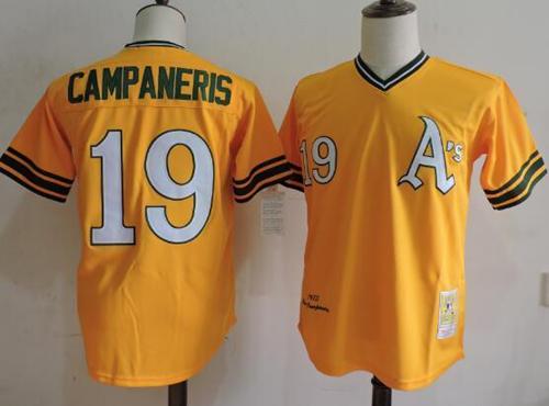 Mitchell And Ness Athletics #19 Bert Campaneris Yellow Throwback Stitched Jersey - Zenithce