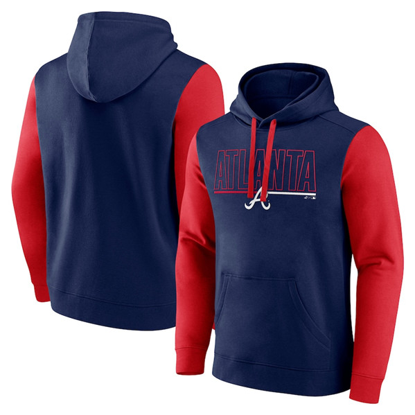 Atlanta Braves Navy Outline Fleece Pullover Hoodie - Zenithce