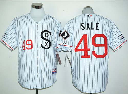 White Sox #49 Chris Sale White(Black Strip) Cooperstown Stitched Jersey - Zenithce