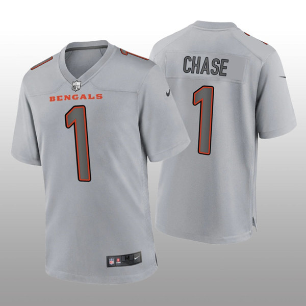 Cincinnati Bengals #1 Ja'Marr Chase Gray Atmosphere Fashion Stitched Game Jersey - Zenithce
