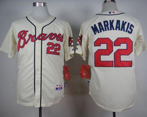 Braves #22 Nick Markakis Cream Alternate Cool Base Stitched Jersey - Zenithce