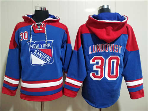 New York Rangers #30 Henrik Lundqvist Blue Ageless Must-Have Lace-Up Pullover Hoodie - Zenithce