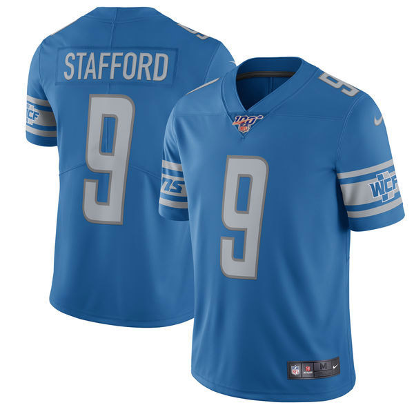 Detroit Lions 100th #9 Matthew Stafford Nike Blue Vapor Untouchable Limited Stitched Jersey - Zenithce