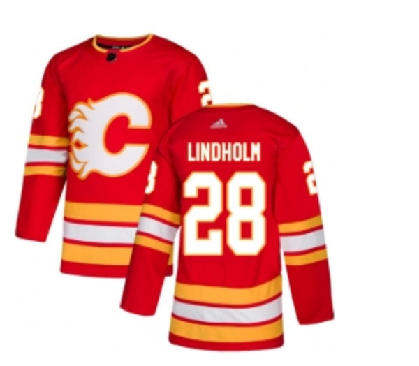 Calgary Flames #28 Elias Lindholm Red Stitched Jersey - Zenithce