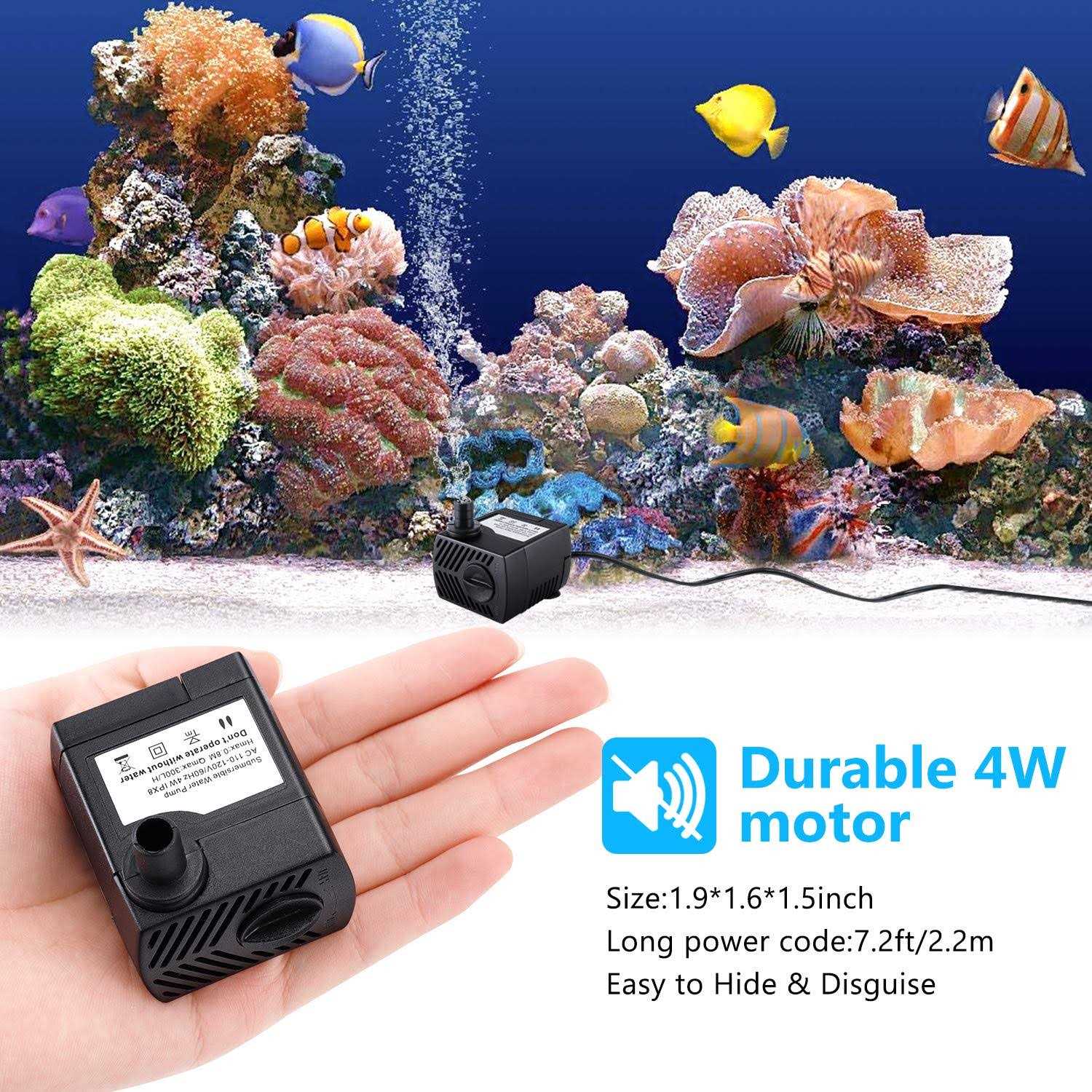 Cwkj Fountain Pump Submersible Water Pump Durable Outdoor Fountain Water Pump Power Cord - Zenithce