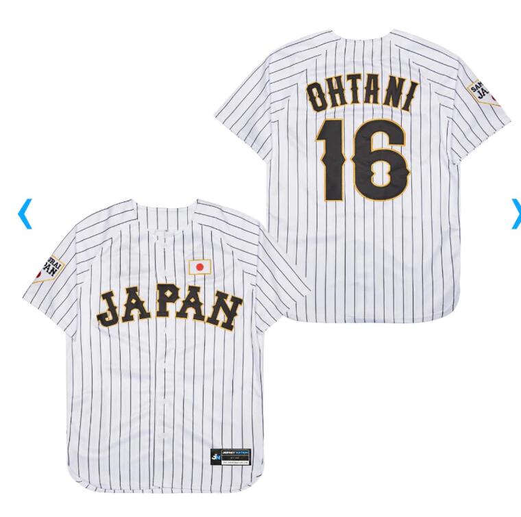 Japan #16 Shohei Ohtani 2023 White Black Pinstriped Hip Hop Jersey - Zenithce