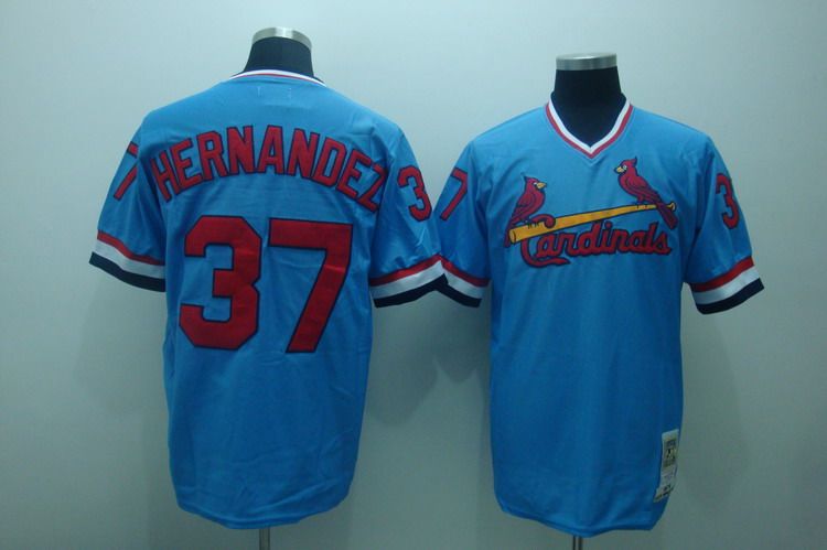 Mitchell And Ness Cardinals #37 Keith Hernandez Stitched Blue Throwback Jersey - Zenithce