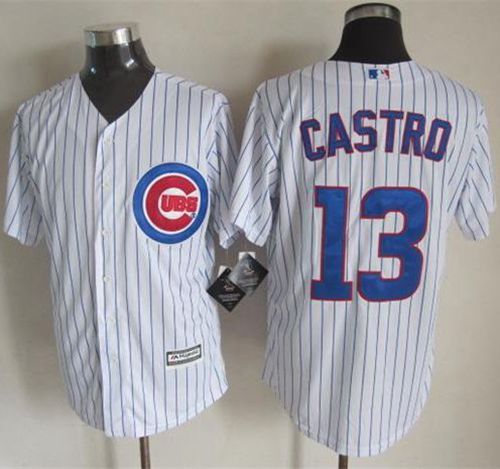 Cubs #13 Starlin Castro White Strip New Cool Base Stitched Jersey - Zenithce