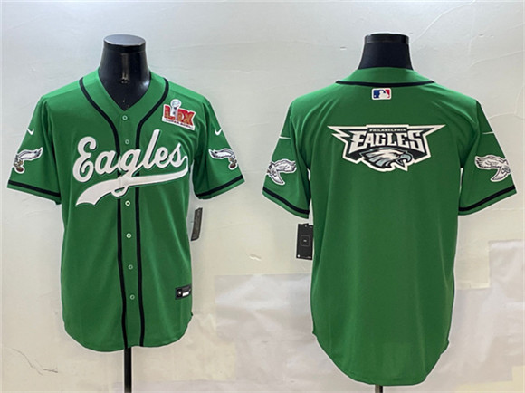 Philadelphia Eagles Team Big Logo Green 2025 Super Bowl LIX Patch Stitched Jersey - Zenithce