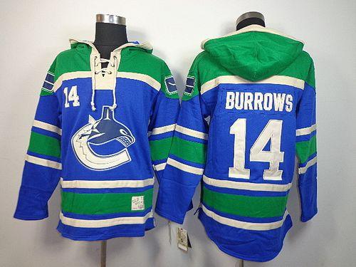 Canucks #14 Alex Burrows Blue Sawyer Hooded Sweatshirt Stitched Jersey - Zenithce