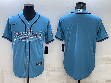Carolina Panthers Blank Blue With Patch Cool Base Stitched Baseball Jersey - Zenithce