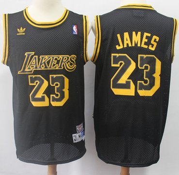 Los Angeles Lakers #23 LeBron James Black Throwback Stitched Jersey - Zenithce