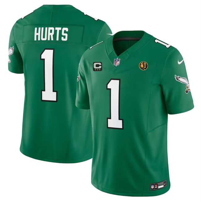 Philadelphia Eagles #1 Jalen Hurts Green 2023 F.U.S.E. Throwback With 3-Star C Patch And John Madden Patch Vapor Limited Stitched Jersey - Zenithce