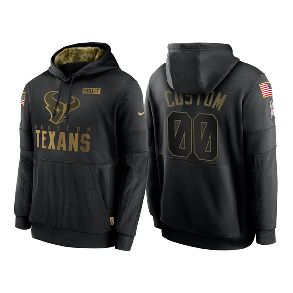 Houston Texans Customized 2020 Black Salute To Service Sideline Performance Pullover NFL Hoodie - Zenithce