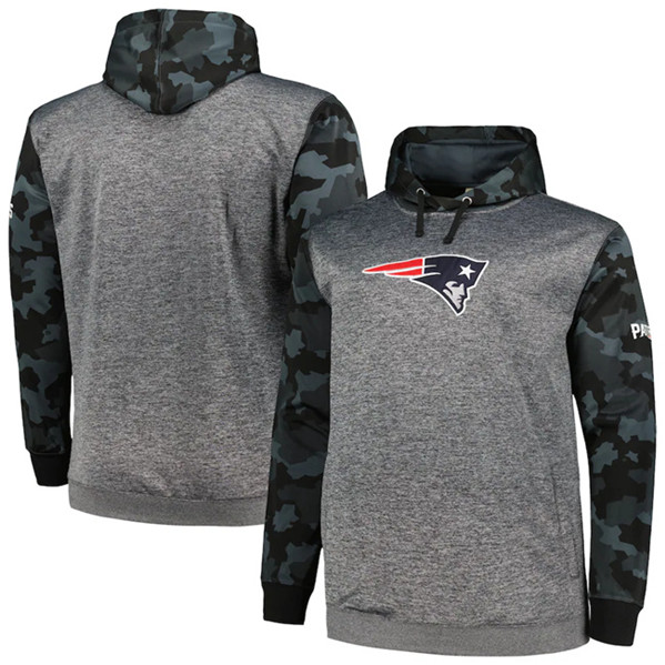 New England Patriots Heather Charcoal Big Tall Camo Pullover Hoodie - Zenithce