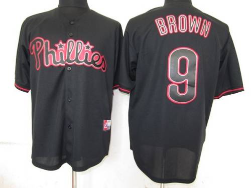 Phillies #9 Domoic Brown Black Fashion Stitched Jersey - Zenithce