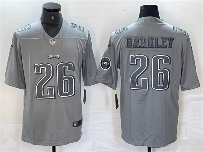 Philadelphia Eagles #26 Saquon Barkley Gray With Patch Atmosphere Fashion Stitched Jersey - Zenithce