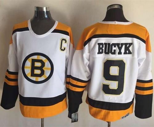 Bruins #9 Johnny Bucyk Yellow White CCM Throwback Stitched Jersey - Zenithce