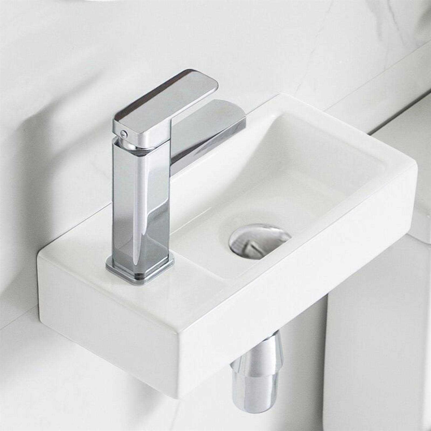 DeerValley Ceramic Rectangular 7” Wall Mount Bathroom Sink - Zenithce