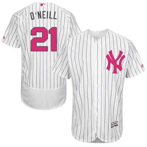 Yankees #21 Paul O'Neill White Strip Flexbase Authentic Collection 2016 Mother's Day Stitched Jersey - Zenithce