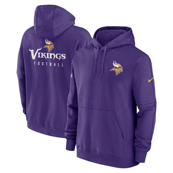 Minnesota Vikings Purple Sideline Club Fleece Pullover Hoodie - Zenithce